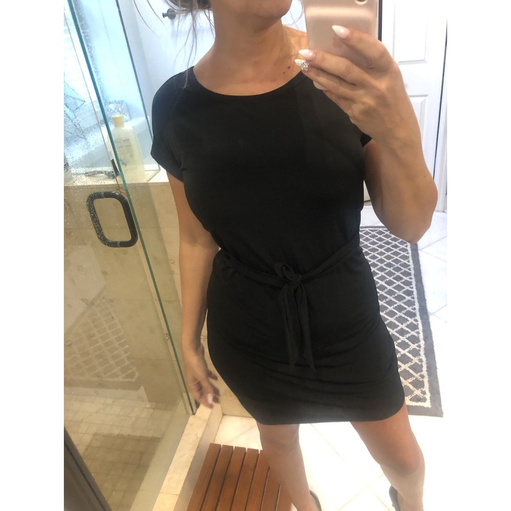 White House Black Market Black Side Tie Sheath Dress XS Christmas Chain Accent
